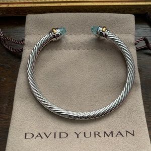 David Yurman 5mm blue topaz and gold bracelet